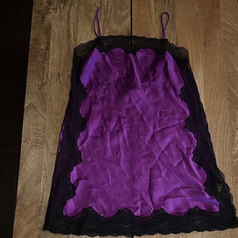 VS Purple and Black Lace Chemise